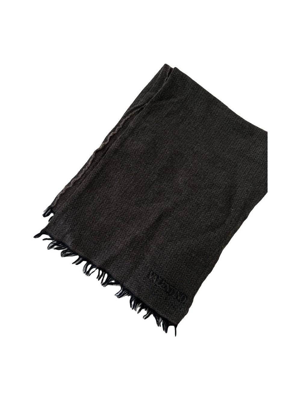 Valentino Garavani Men's Black Woven Fringe Scarf